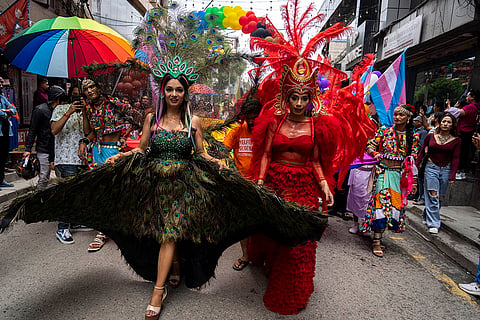 Nepal Pride Rally: LGBTQ+ people and their supporters during a rally